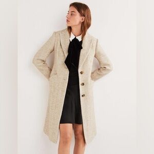 Boden Wool Blend Tailored Coat in Good Metallic Herringbone